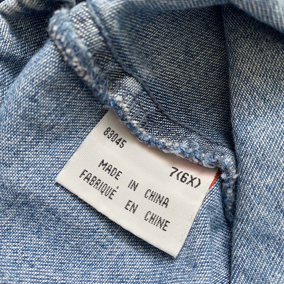 Vintage floral embroidered denim girl’s dress - Picture 6 of 8